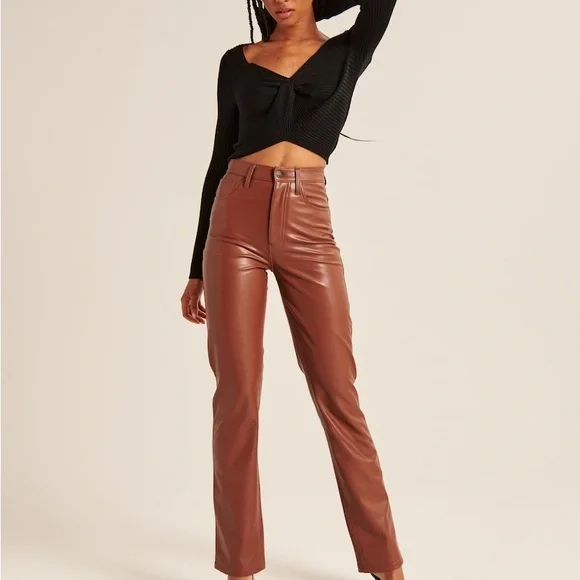 Abercrombie & Fitch Brown Leather Pants - Picture 2 of 2